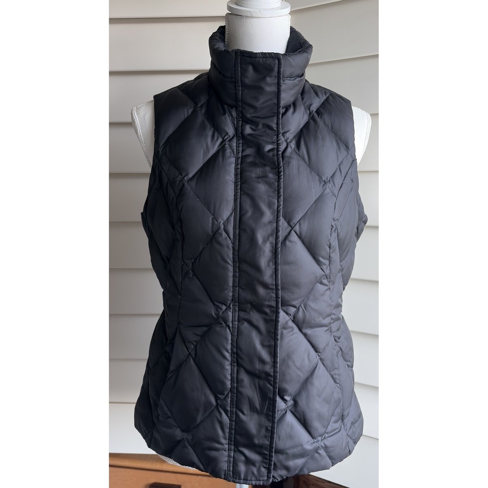 Eddie Bauer Vest Women S Black Premium Goose Down Puffer Zip Diamond Quilted